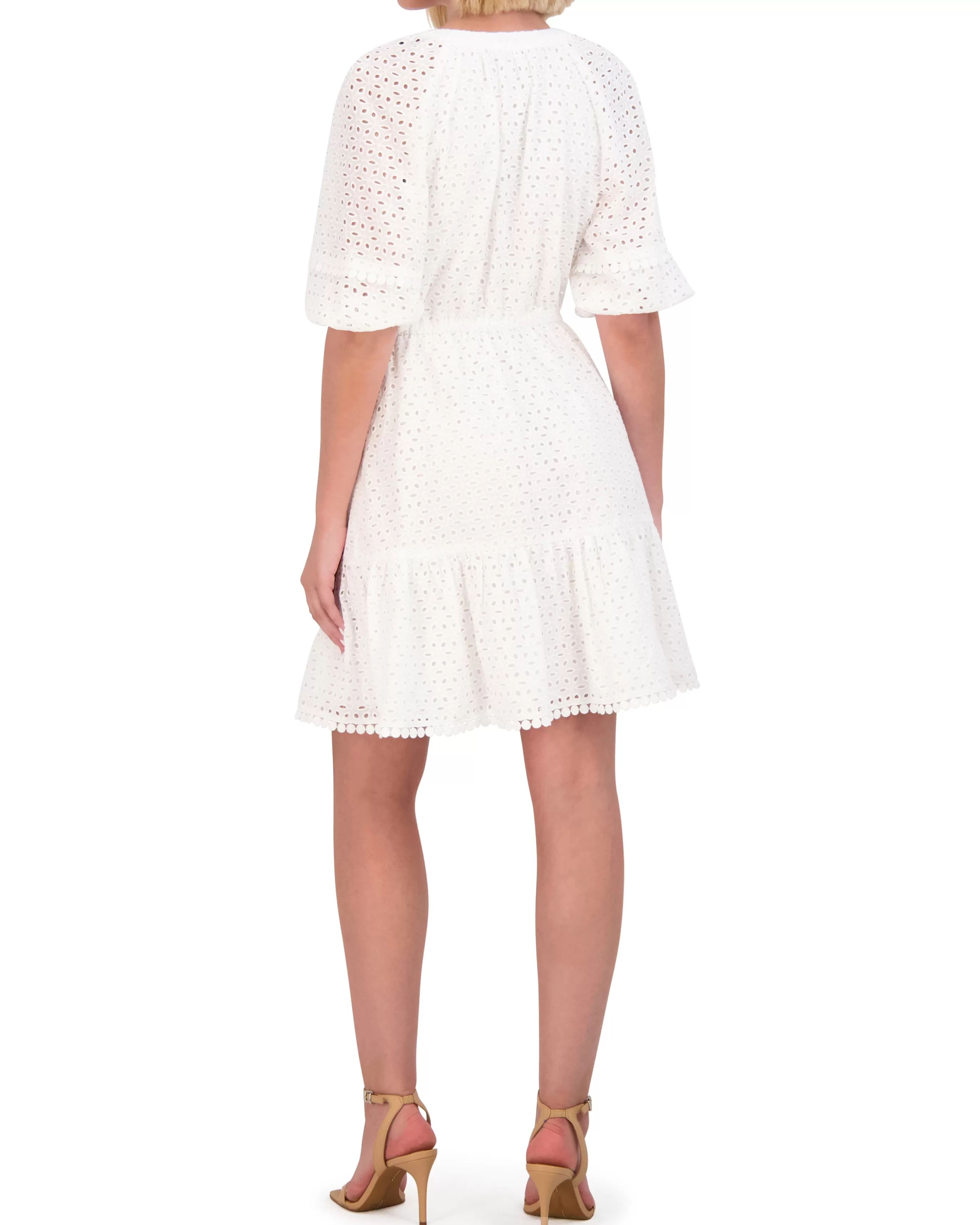 Vince Camuto Dresses^Cotton Eyelet Tasseled Drawstring Dress