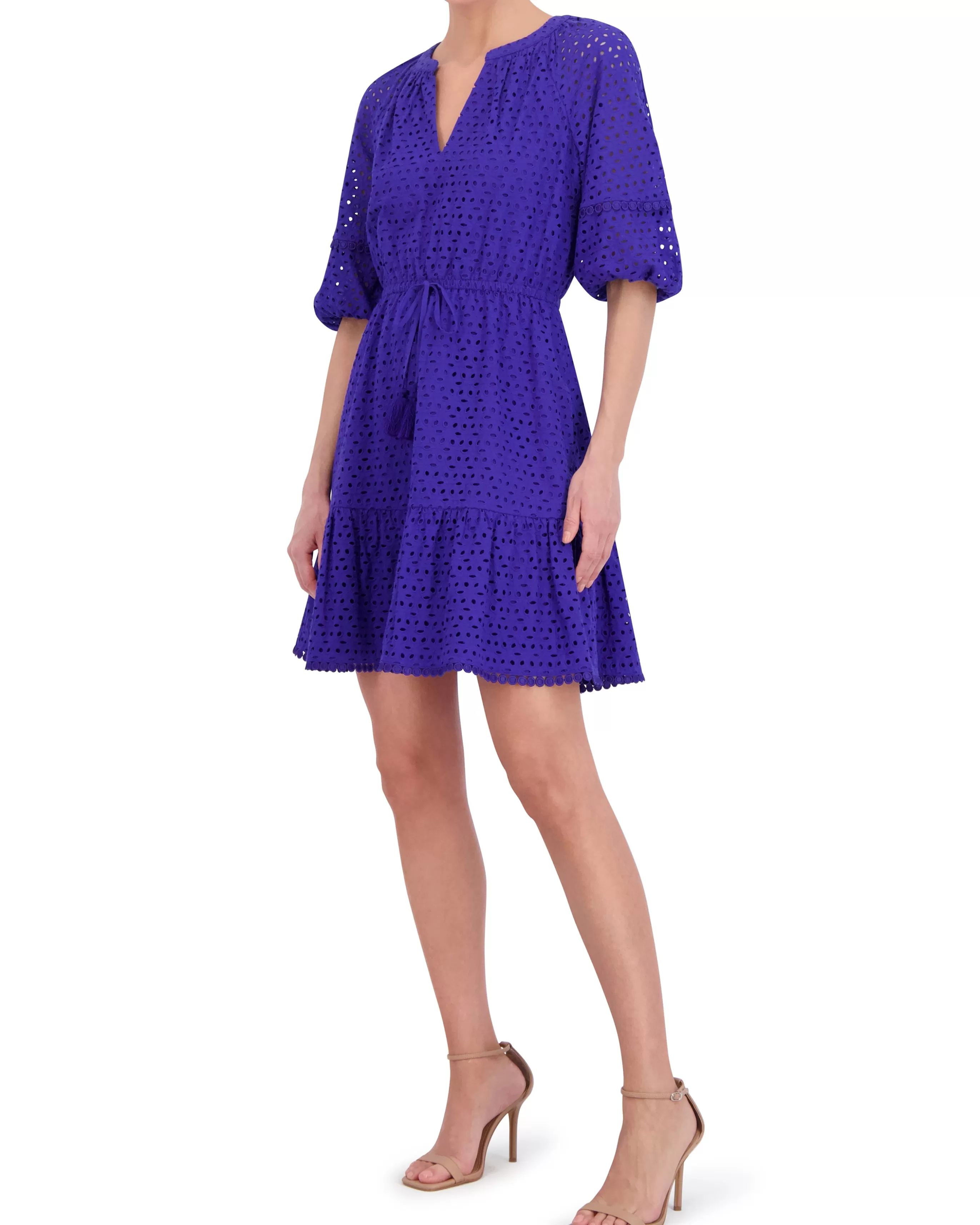 Vince Camuto Dresses^Cotton Eyelet Tasseled Drawstring Dress