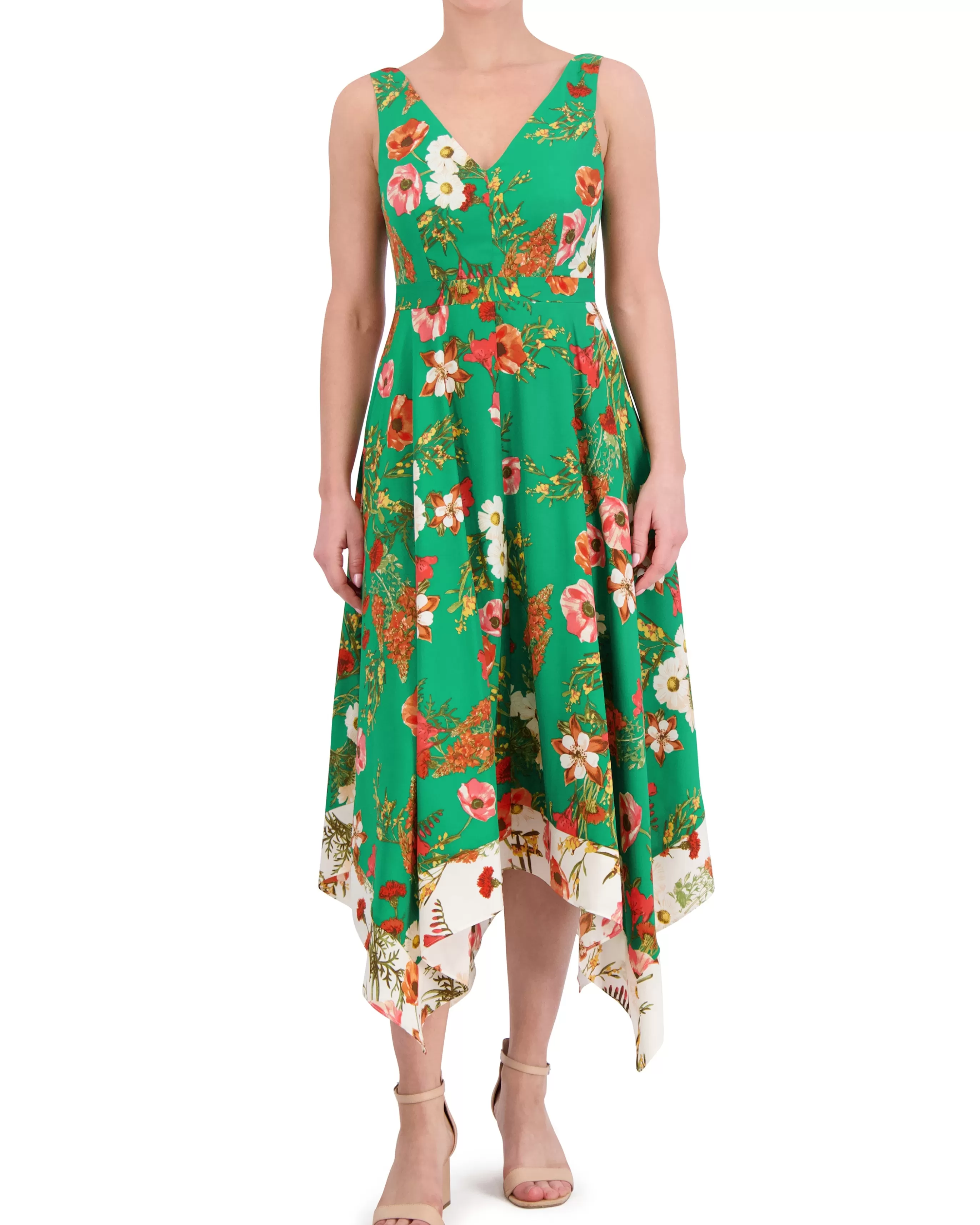 Vince Camuto Dresses^Floral-Print Handkerchief-Hem Dress