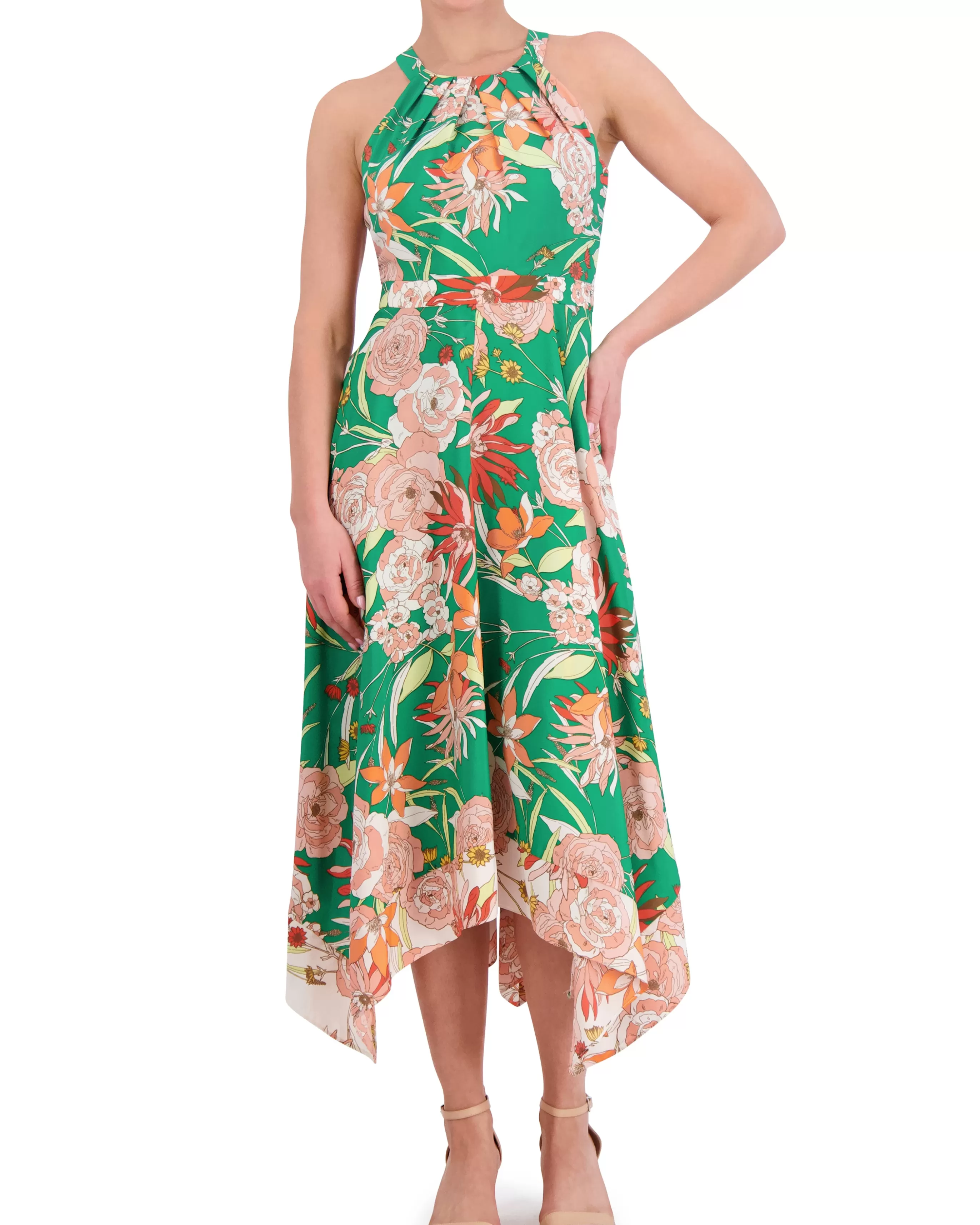 Vince Camuto Dresses^Floral-Print Handkerchief-Hem Dress