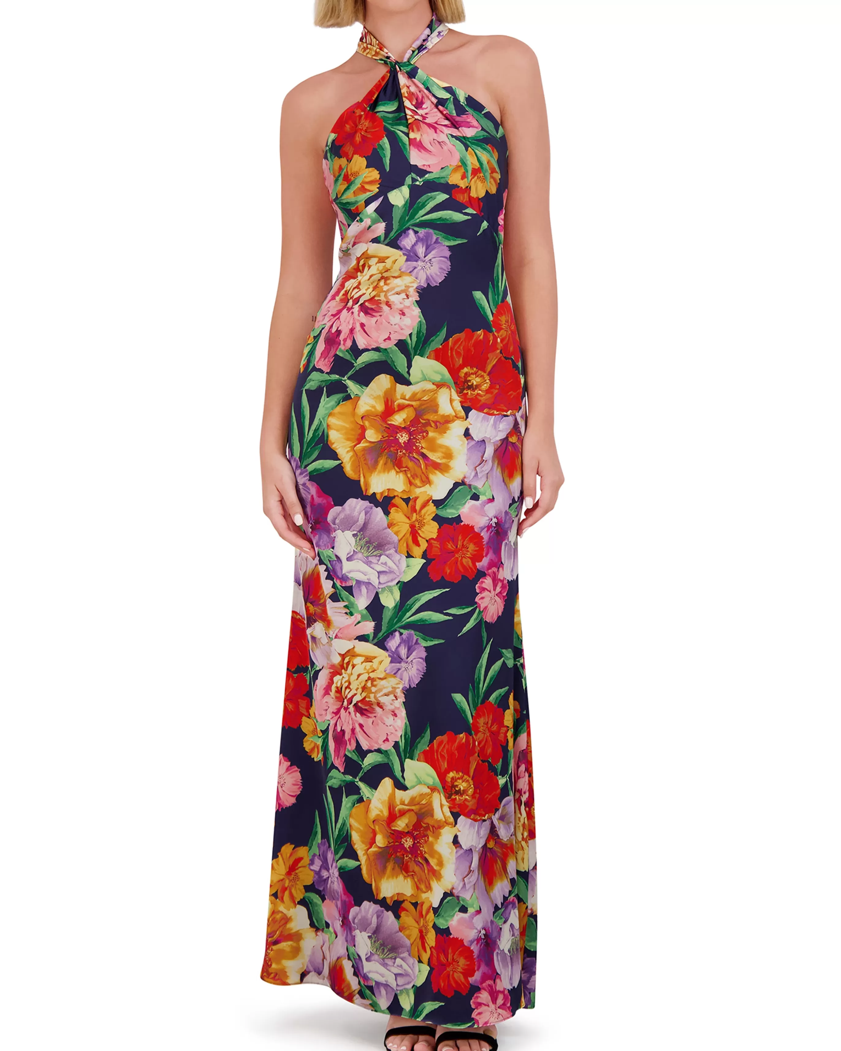 Vince Camuto Dresses^Floral-Print Twist-Top Halter Gown