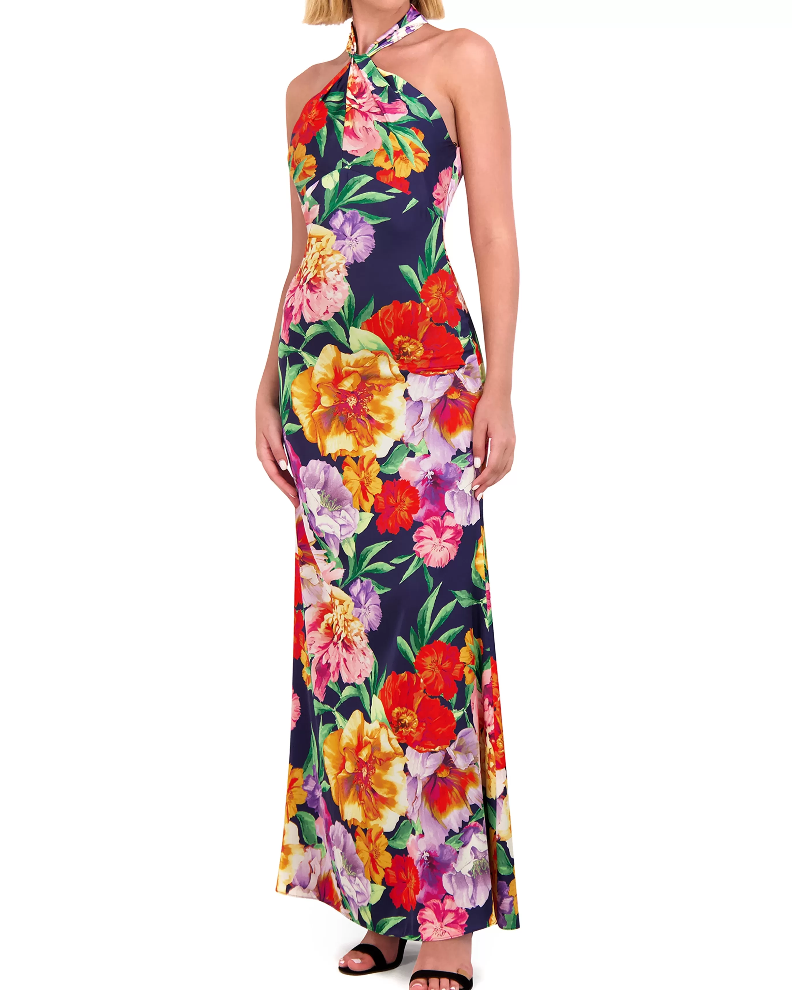 Vince Camuto Dresses^Floral-Print Twist-Top Halter Gown