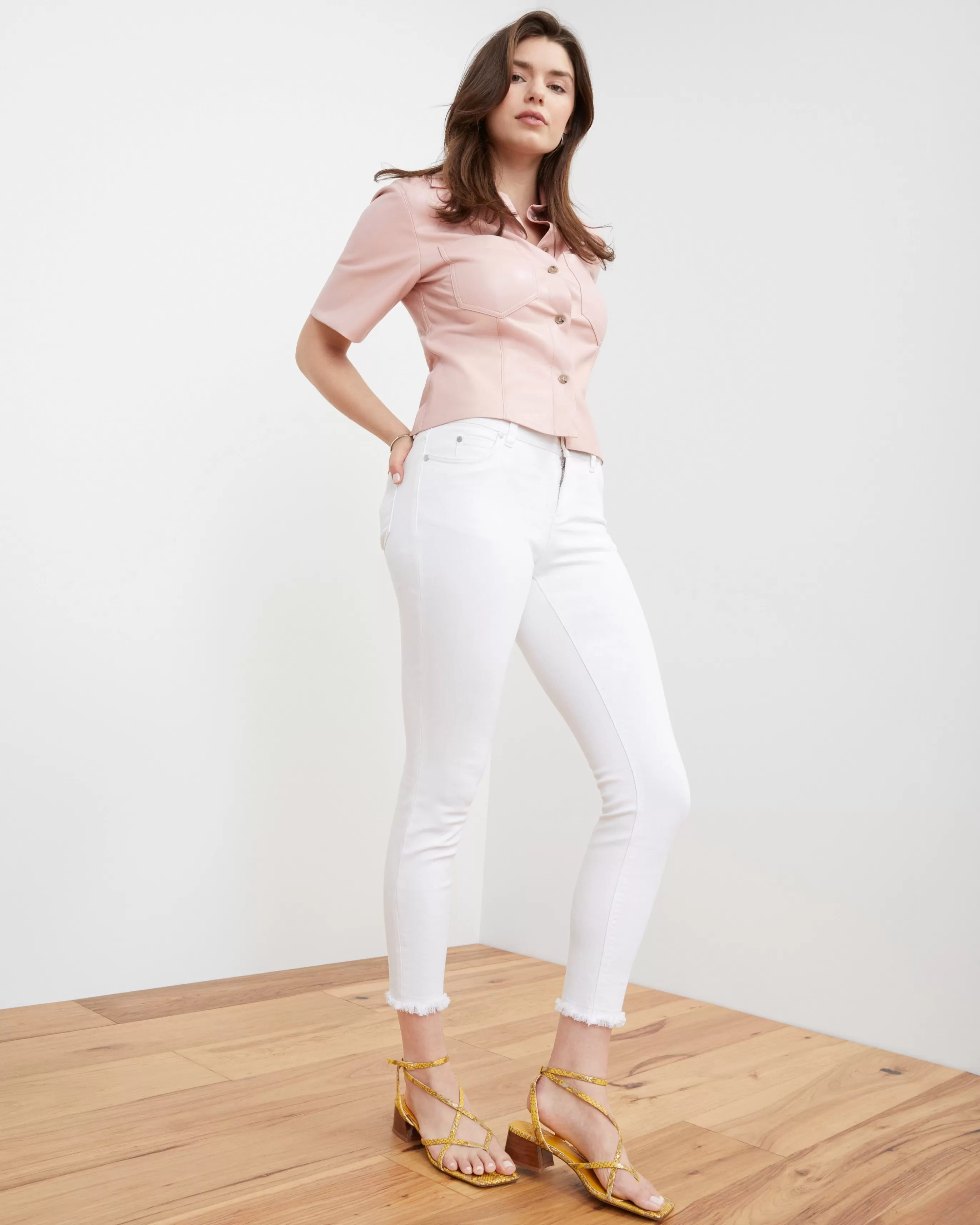 Vince Camuto Bottoms^Frayed-Hem Skinny Jeans