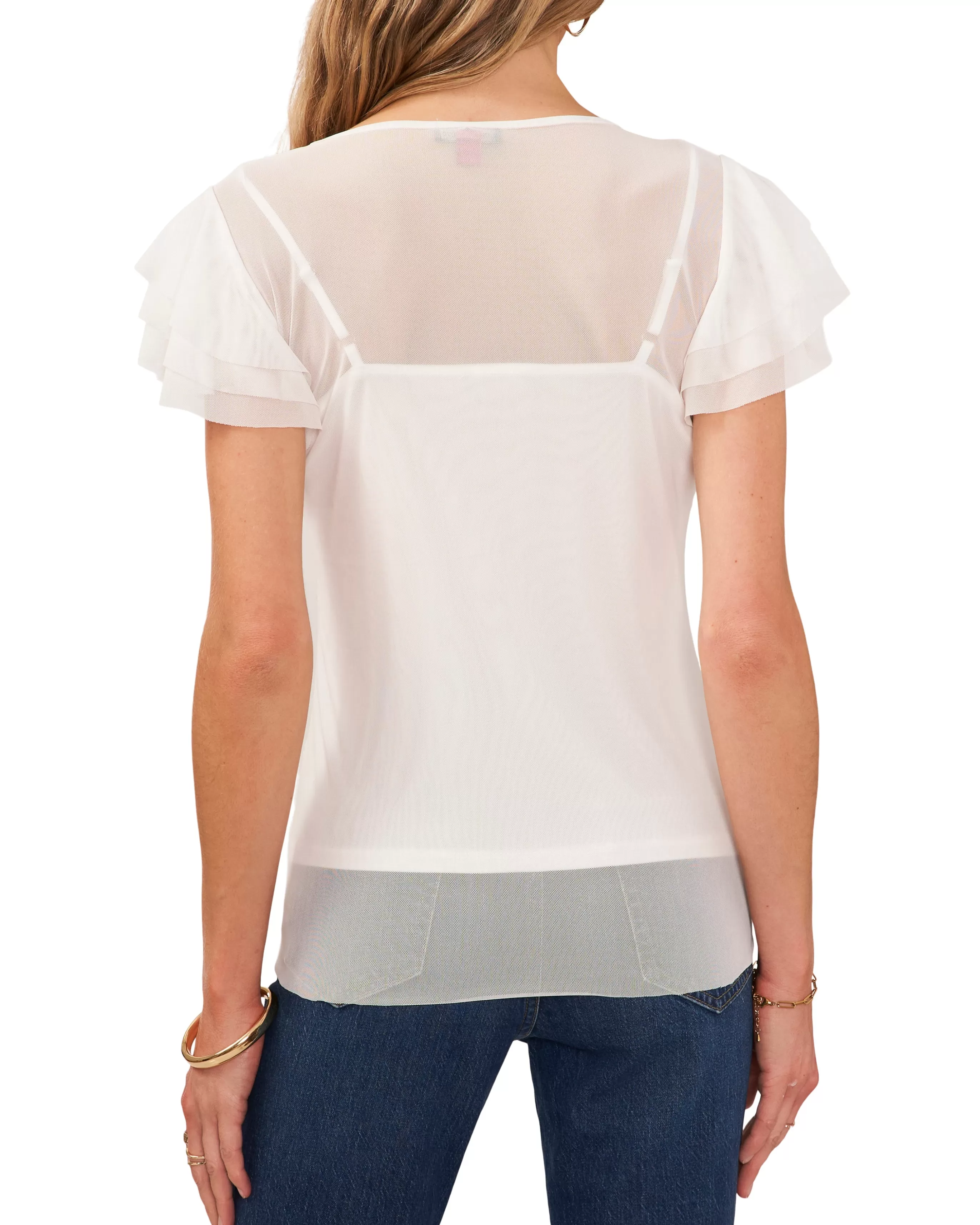 Vince Camuto Tops^Mesh Ruffle Sleeve Blouse