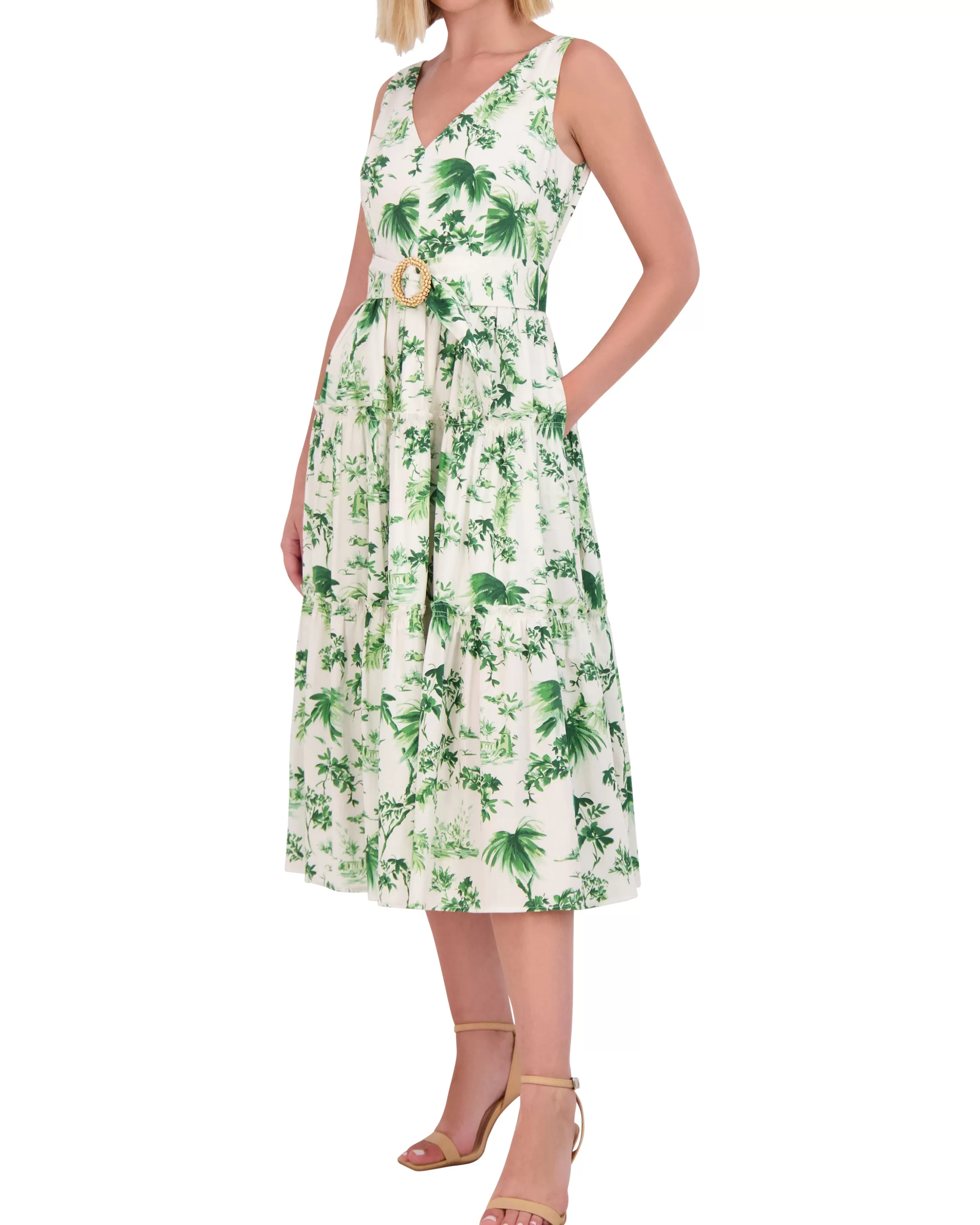 Vince Camuto Dresses | Petite^Petite Floral-Print Belted Tiered Dress