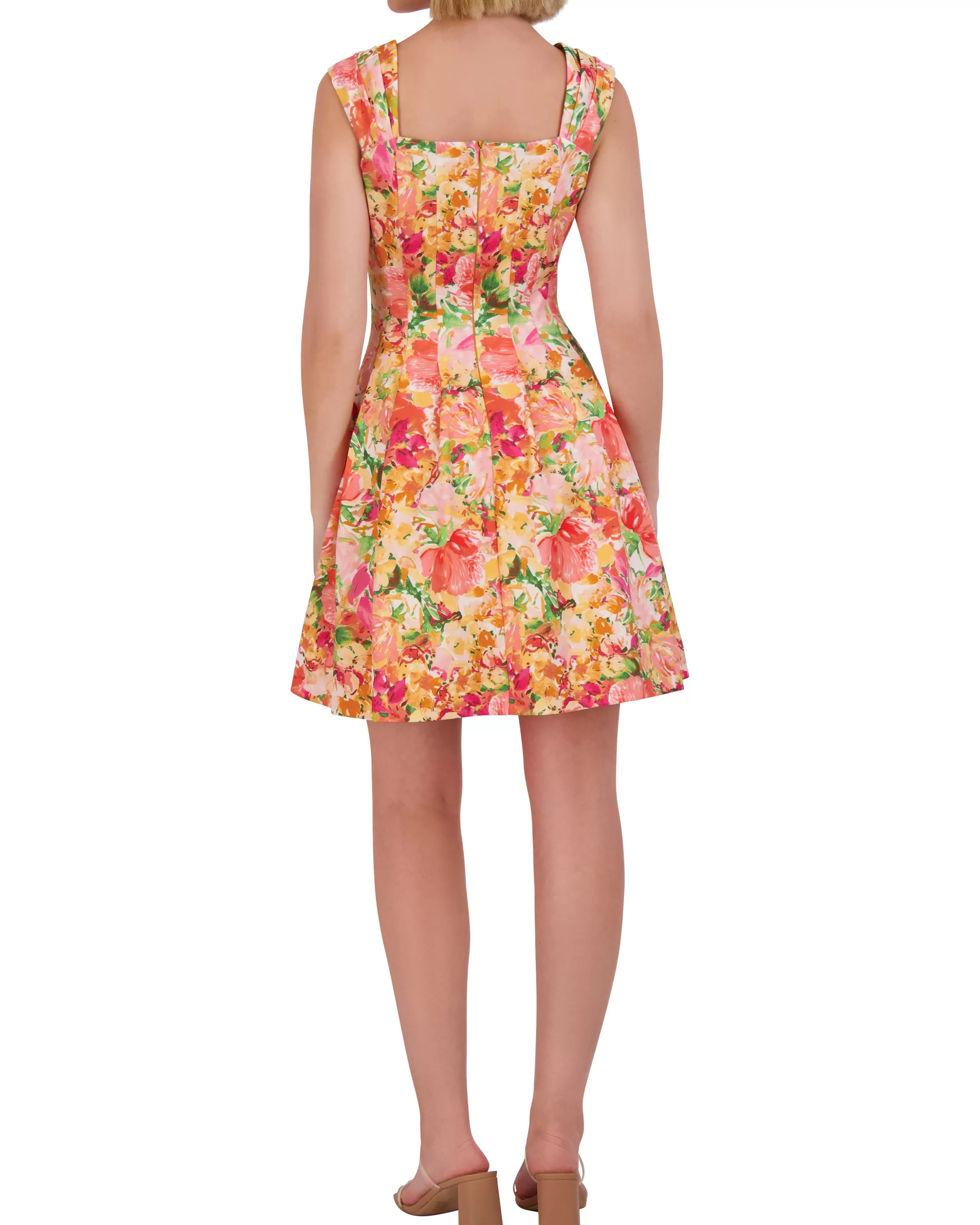 Vince Camuto Dresses | Petite^Petite Printed Square-Neck Fit-And-Flare Dress