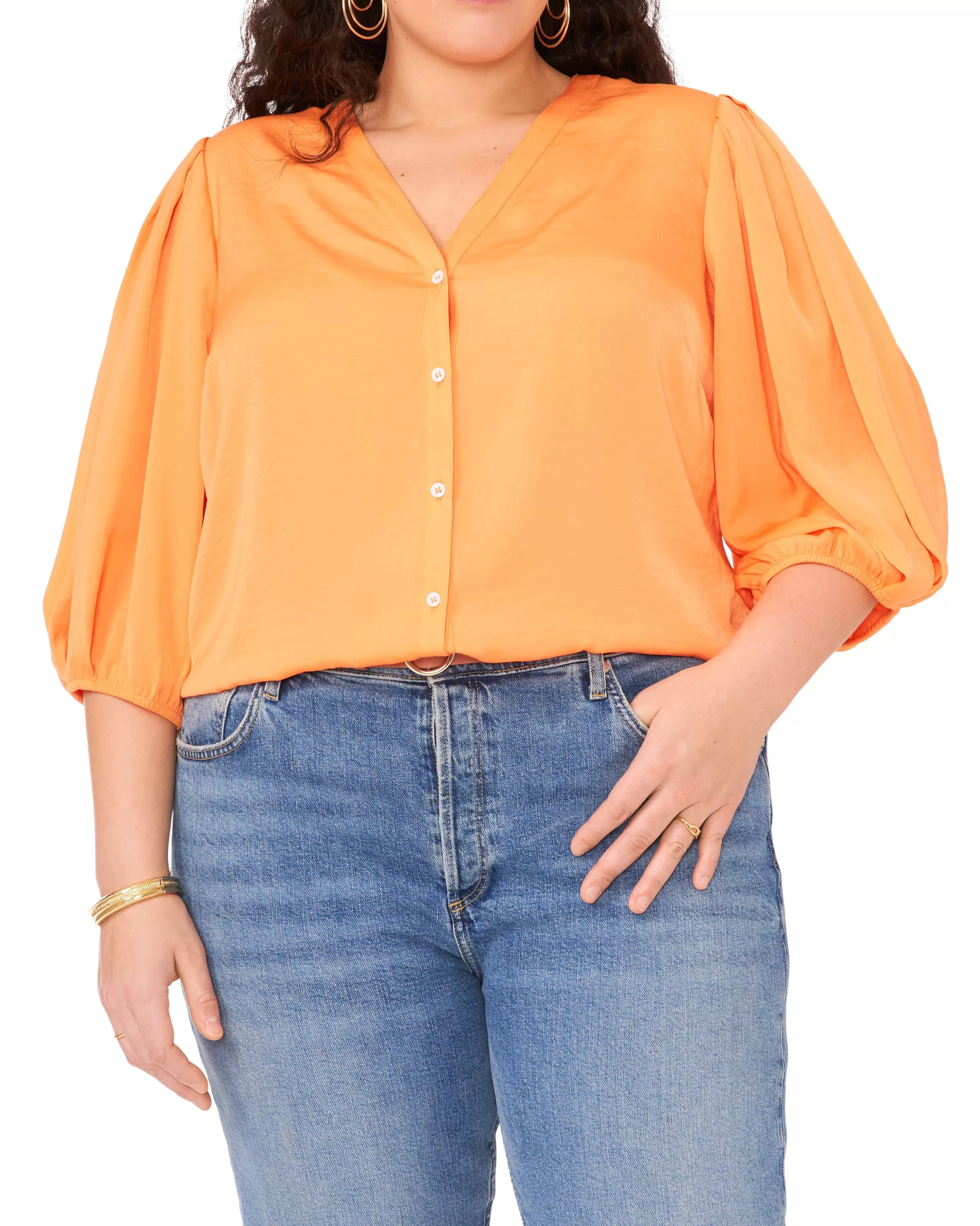 Vince Camuto Tops | Plus-Size^Plus-Size Button Down Balloon Sleeve Blouse