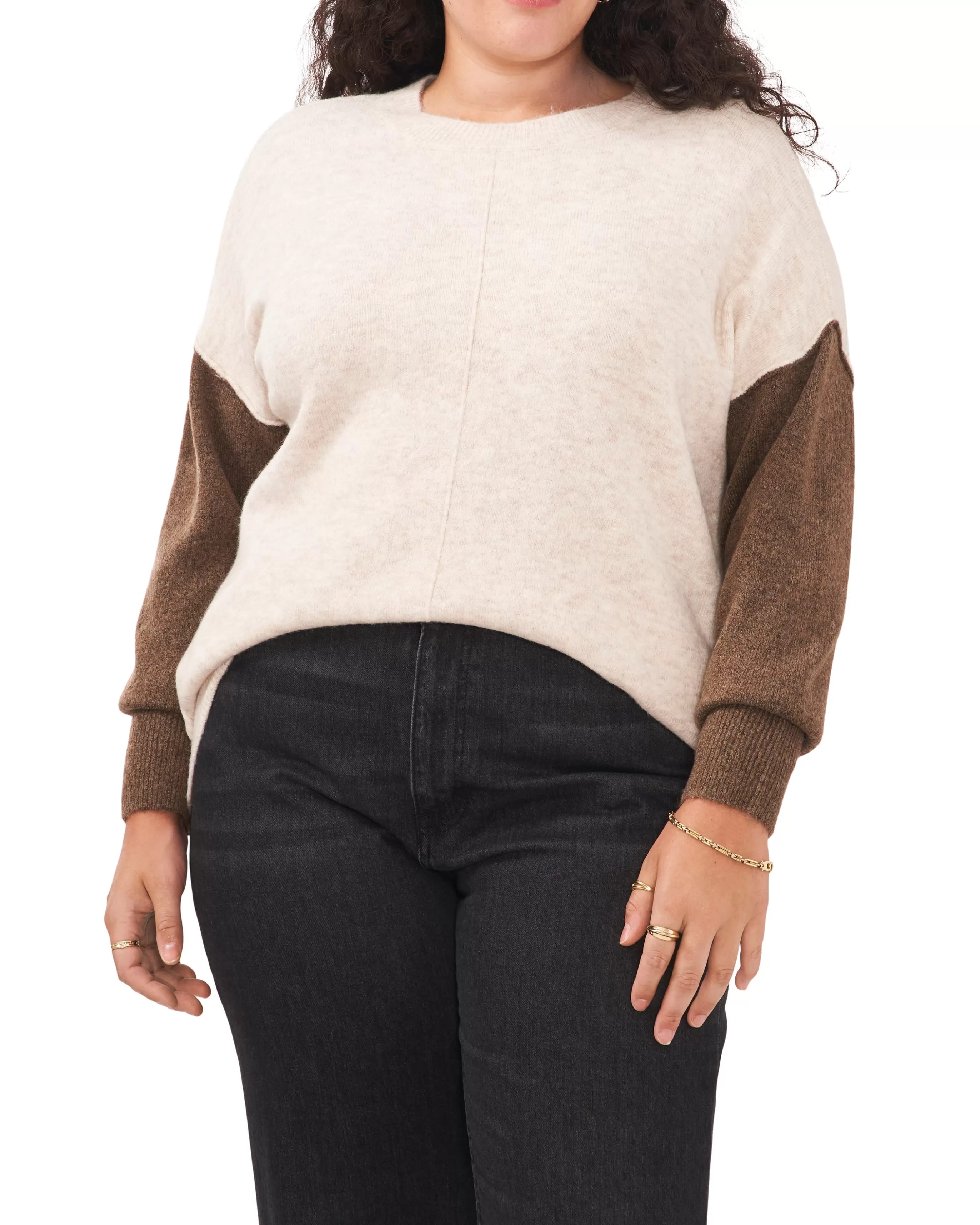 Vince Camuto Tops | Plus-Size^Plus-Size Color Blocked-Sleeve Drop Shoulder Sweater