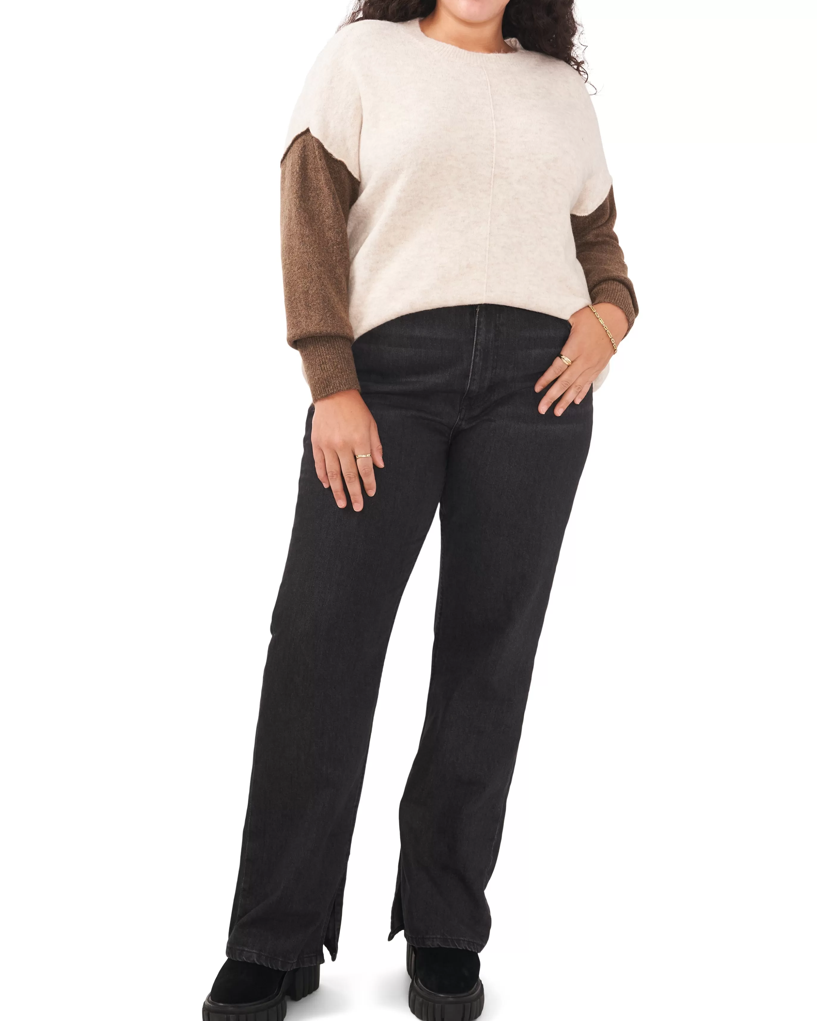 Vince Camuto Tops | Plus-Size^Plus-Size Color Blocked-Sleeve Drop Shoulder Sweater