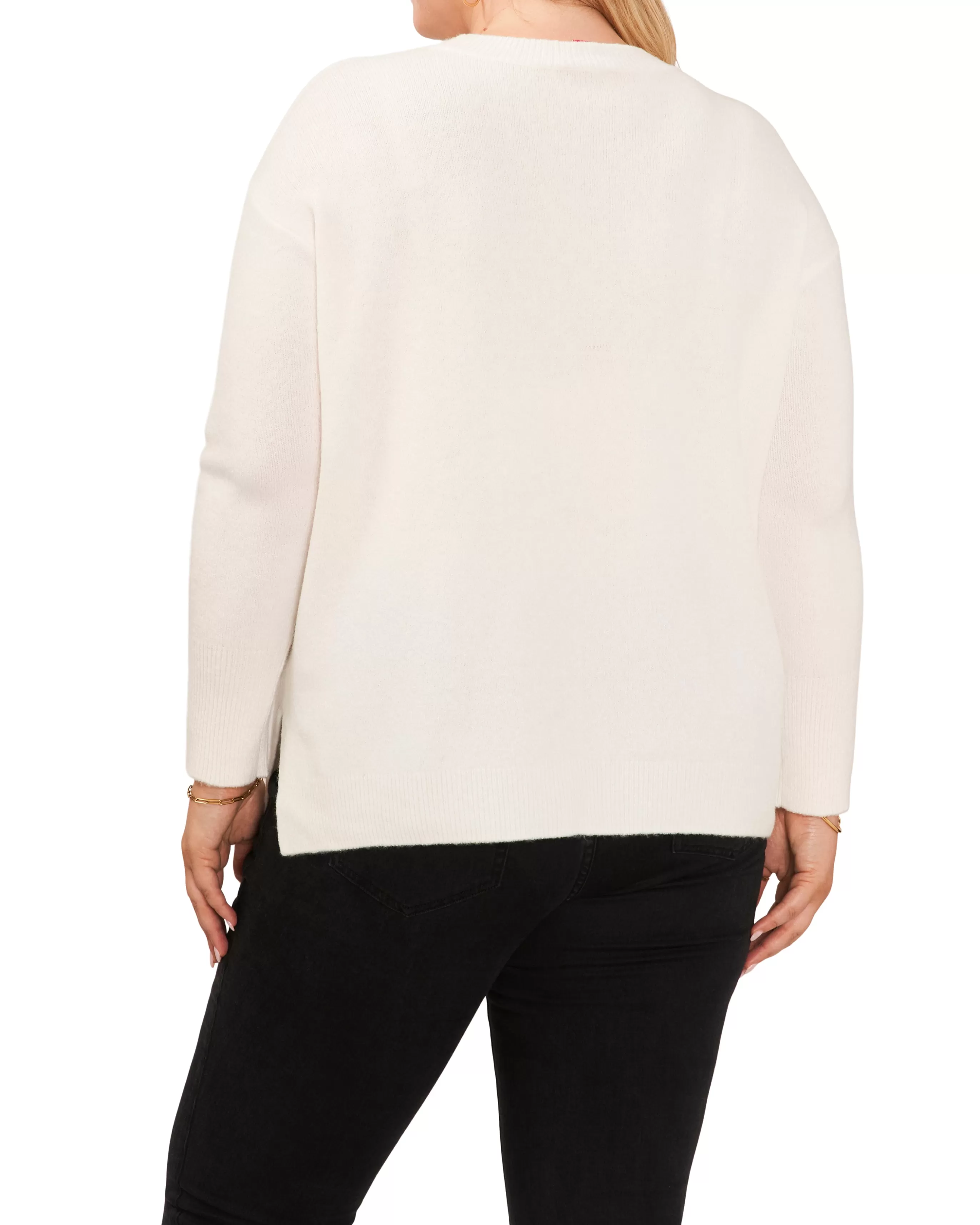 Vince Camuto Tops | Plus-Size^Plus-Size Crewneck Sequin Stripe Sweater