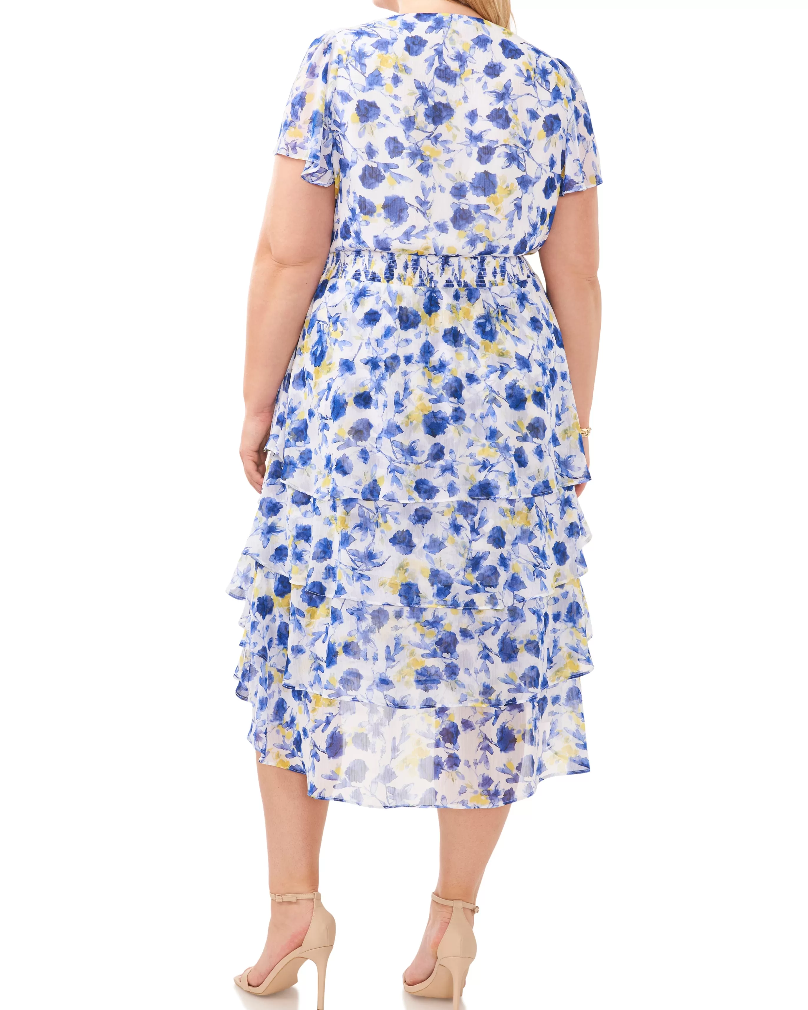 Vince Camuto Dresses | Plus-Size^Plus-Size Floral Print Tiered V-Neck Dress