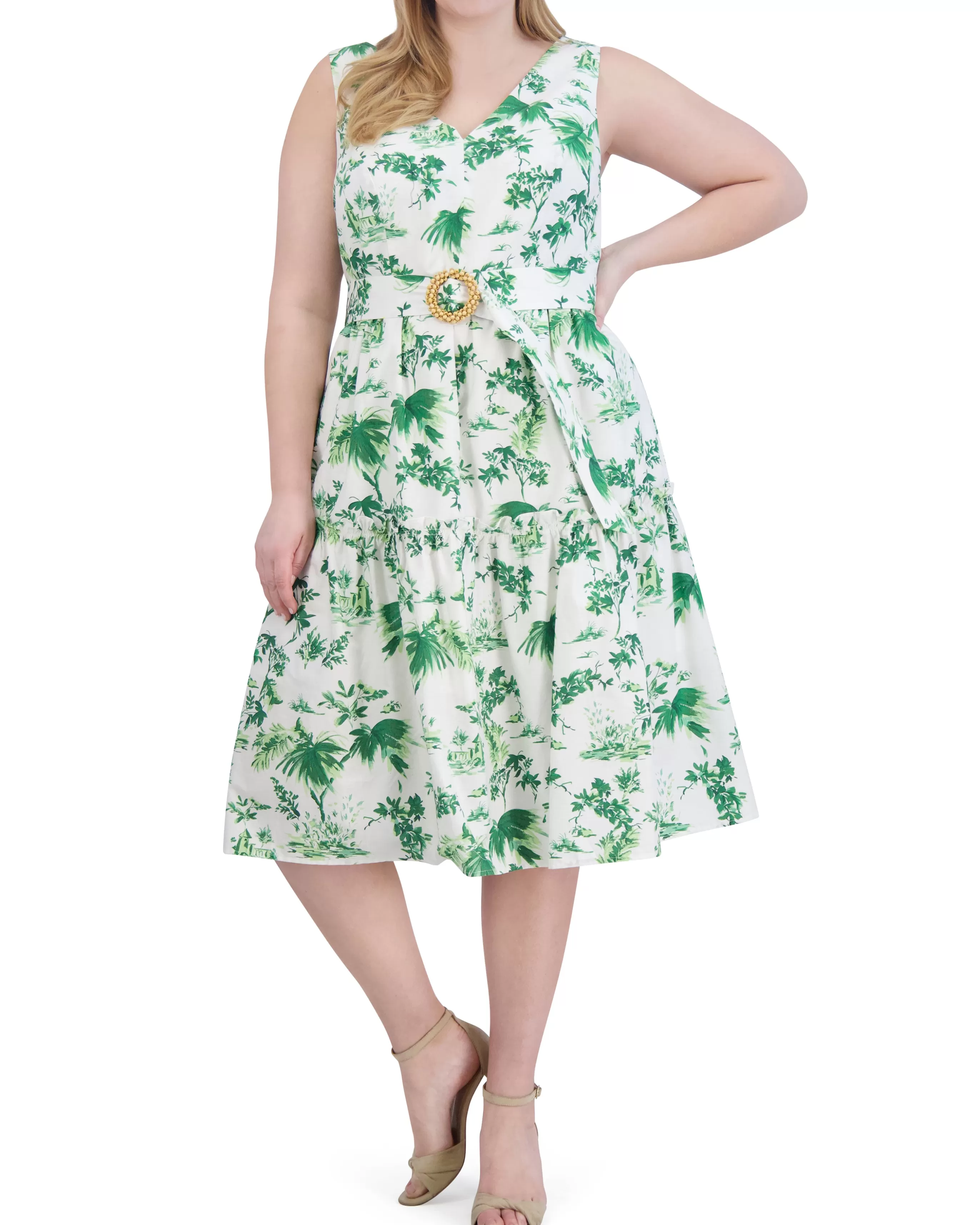 Vince Camuto Dresses | Plus-Size^Plus-Size Floral-Print Belted Tiered Dress