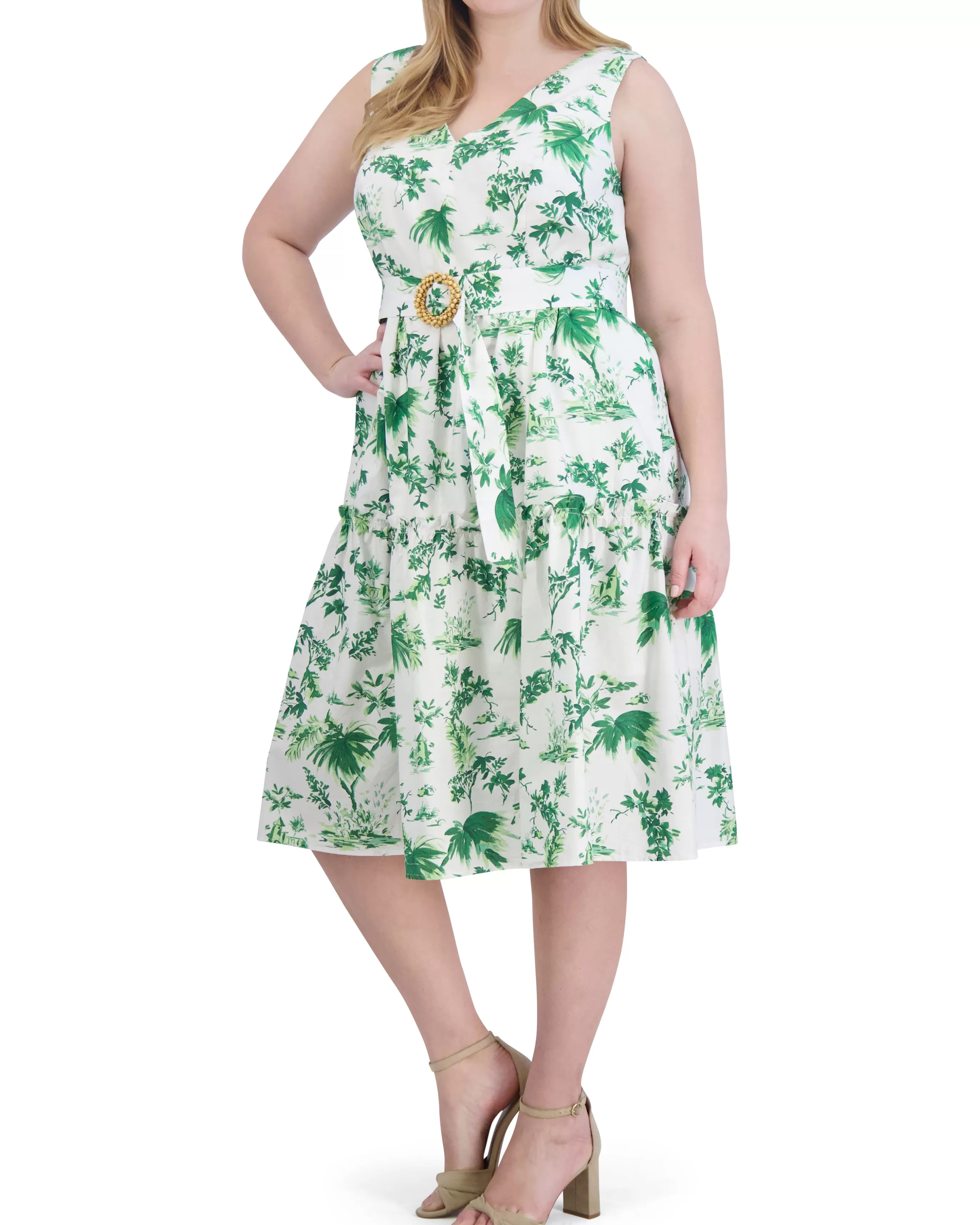 Vince Camuto Dresses | Plus-Size^Plus-Size Floral-Print Belted Tiered Dress