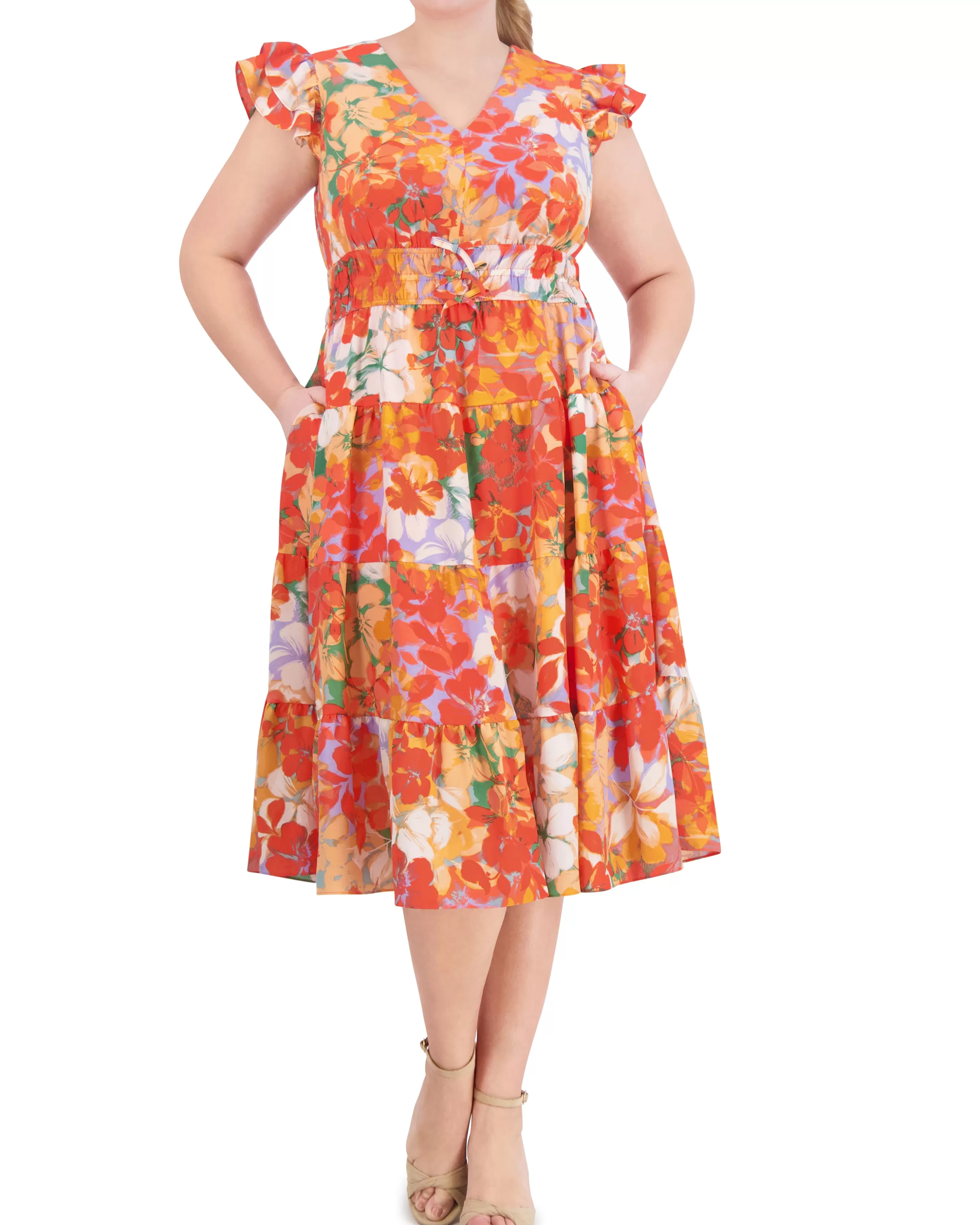 Vince Camuto Dresses | Plus-Size^Plus-Size Floral-Print Tiered Dress