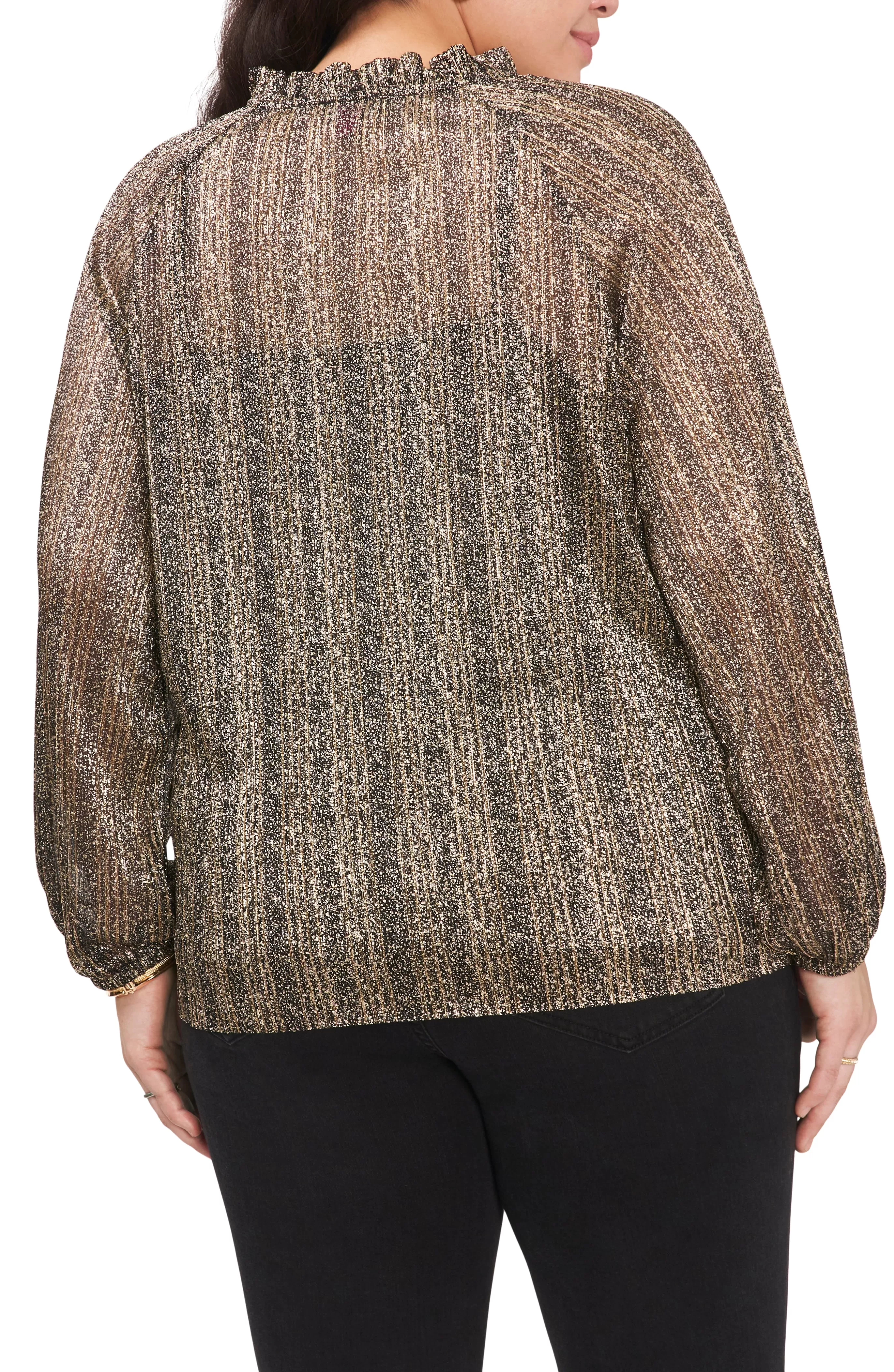 Vince Camuto Tops | Plus-Size^Plus-Size Pleated Long Sleeve Blouse With Tie At Neck