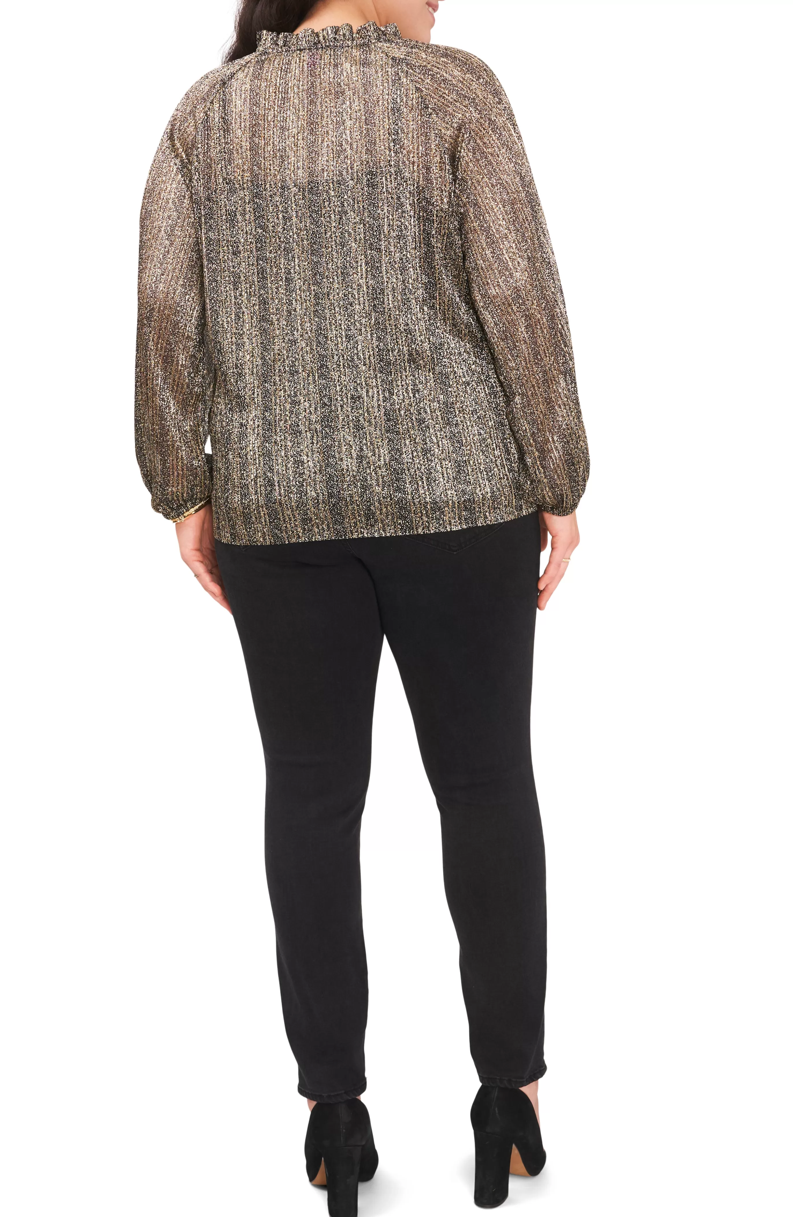 Vince Camuto Tops | Plus-Size^Plus-Size Pleated Long Sleeve Blouse With Tie At Neck