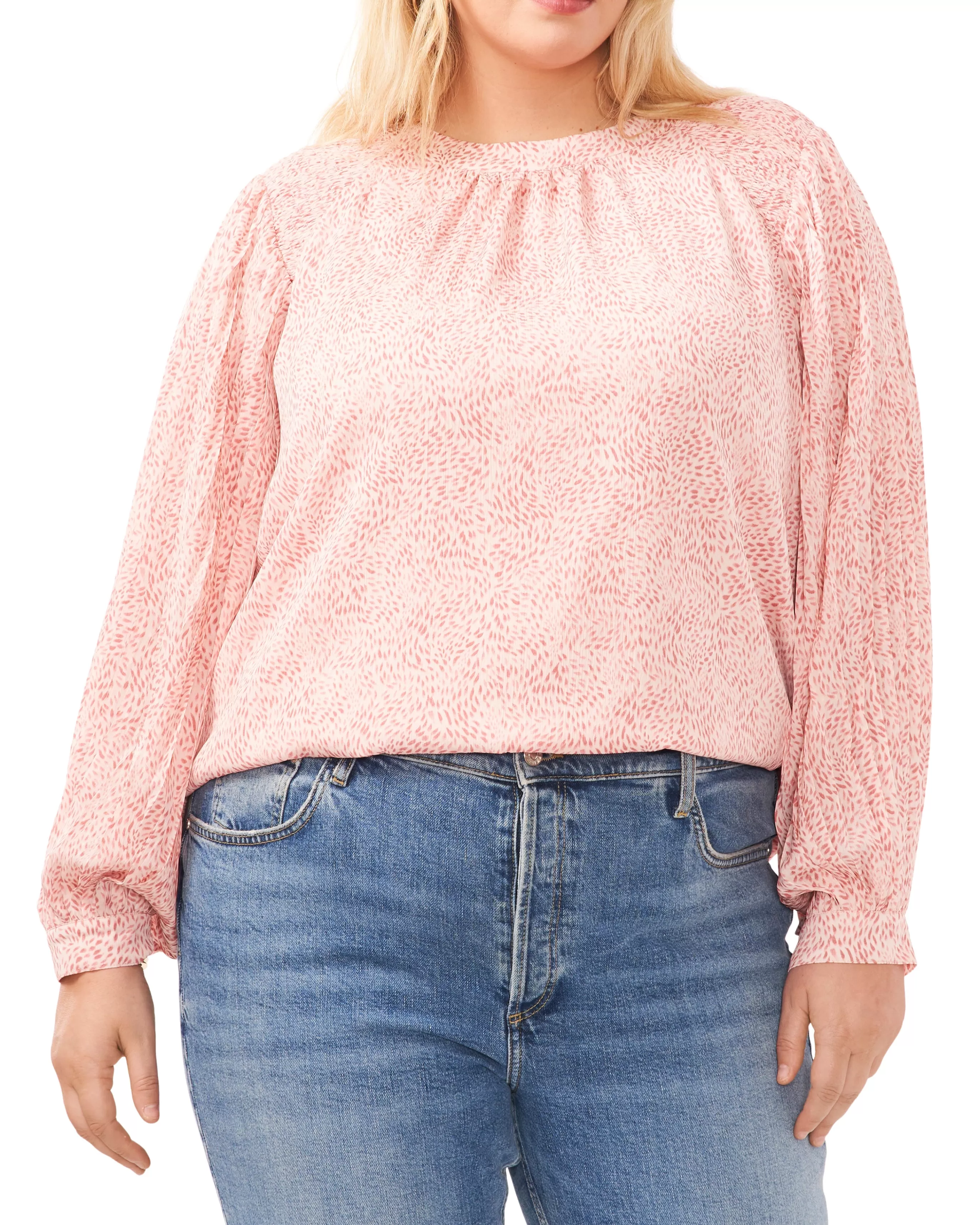 Vince Camuto Tops | Plus-Size^Plus-Size Pleated Sleeve Smocked Shoulder Top