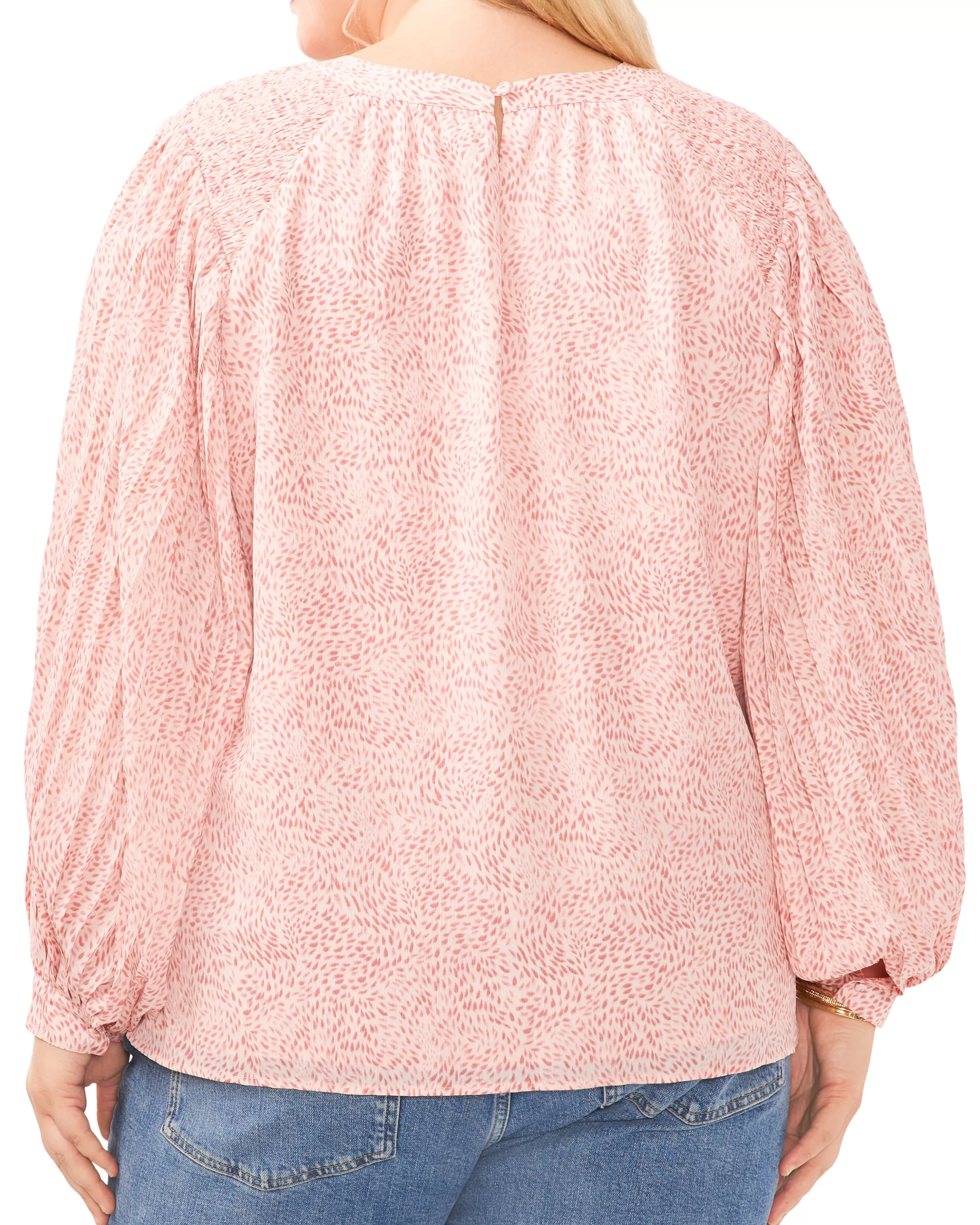 Vince Camuto Tops | Plus-Size^Plus-Size Pleated Sleeve Smocked Shoulder Top