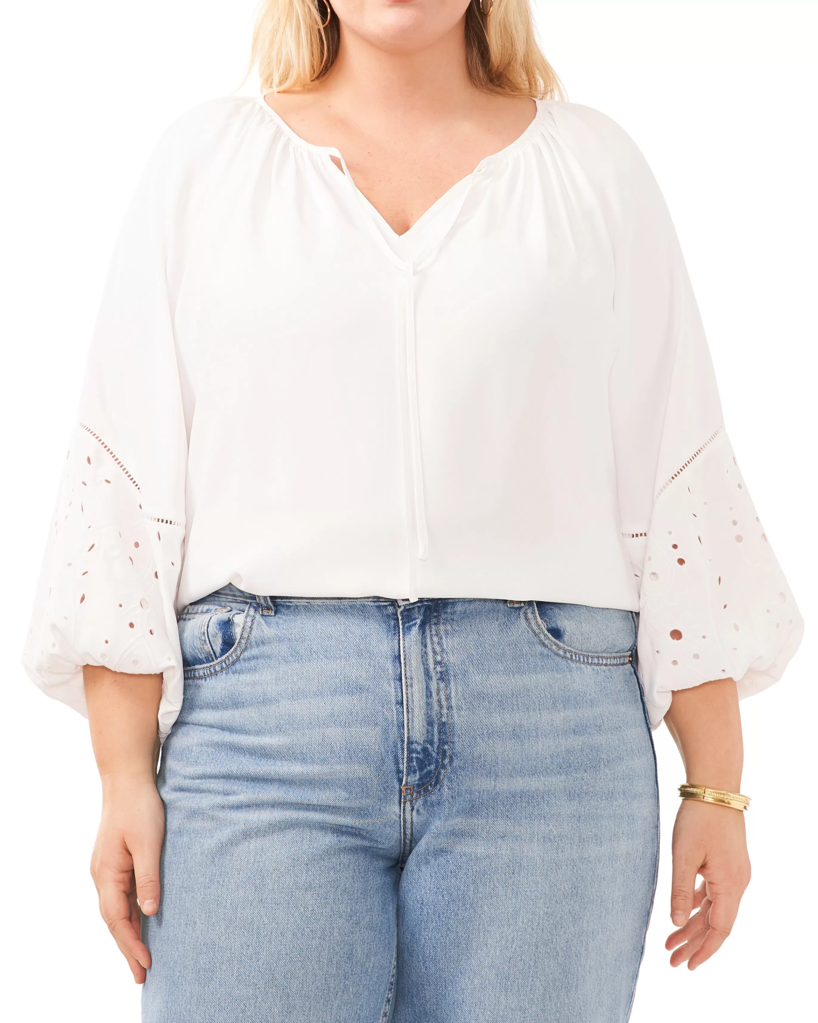 Vince Camuto Tops | Plus-Size^Plus-Size Ruched V-Neck Blouse