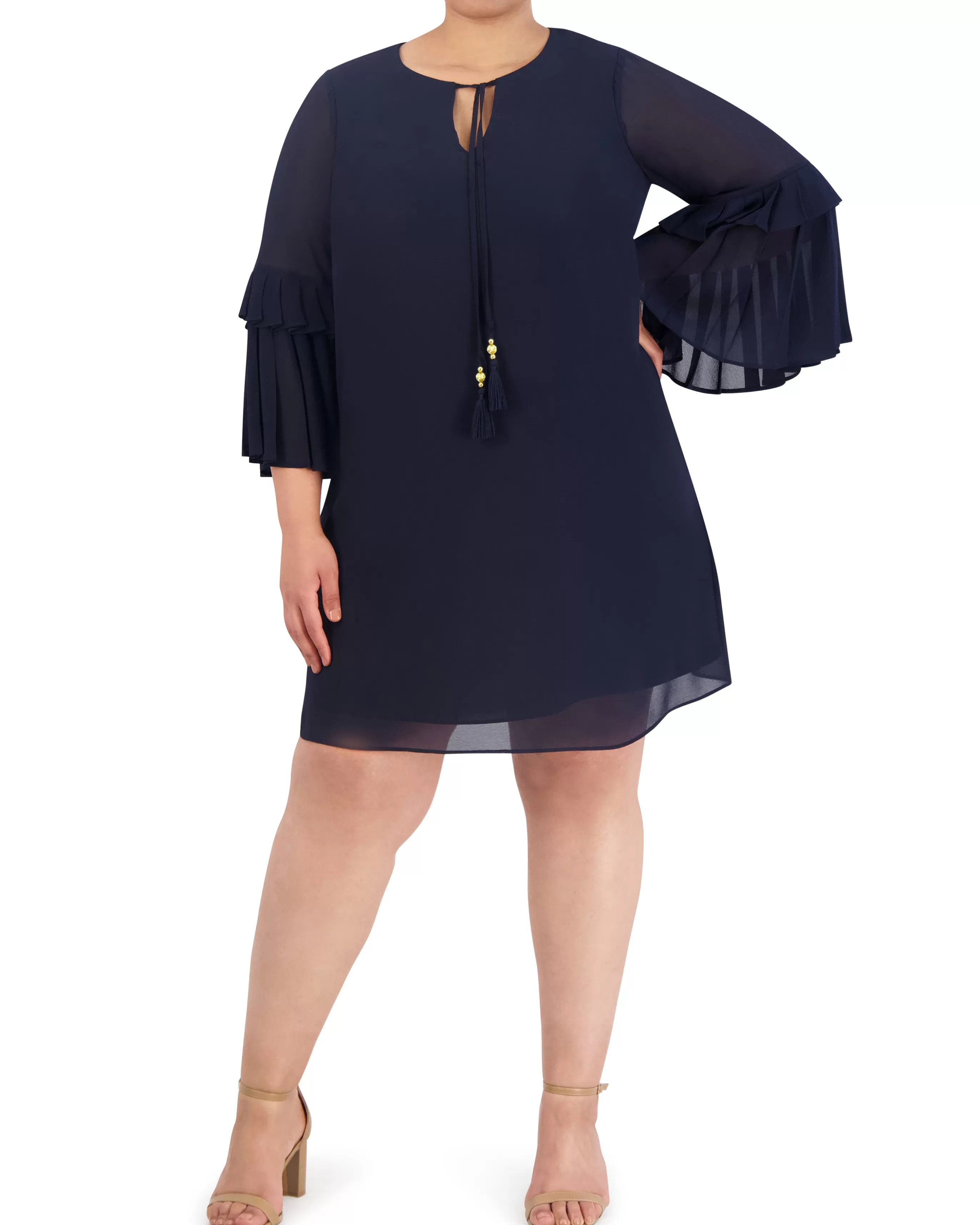 Vince Camuto Dresses | Plus-Size^Plus-Size Tasseled Pleated-Sleeve Dress