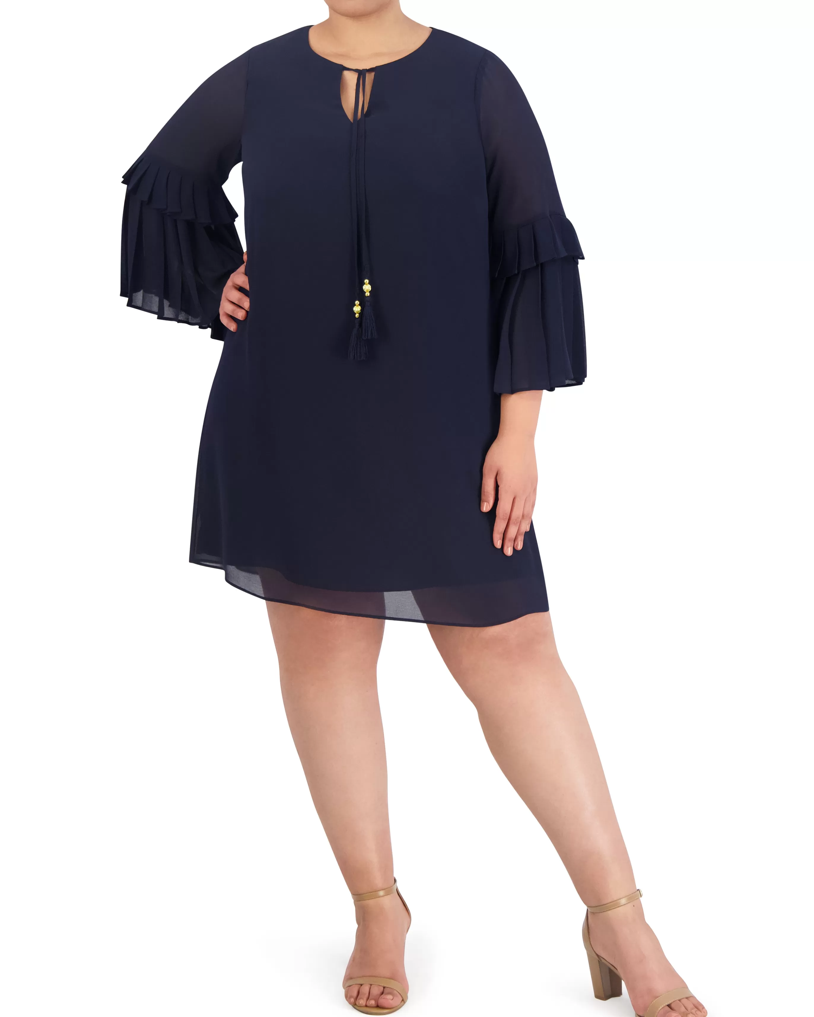 Vince Camuto Dresses | Plus-Size^Plus-Size Tasseled Pleated-Sleeve Dress