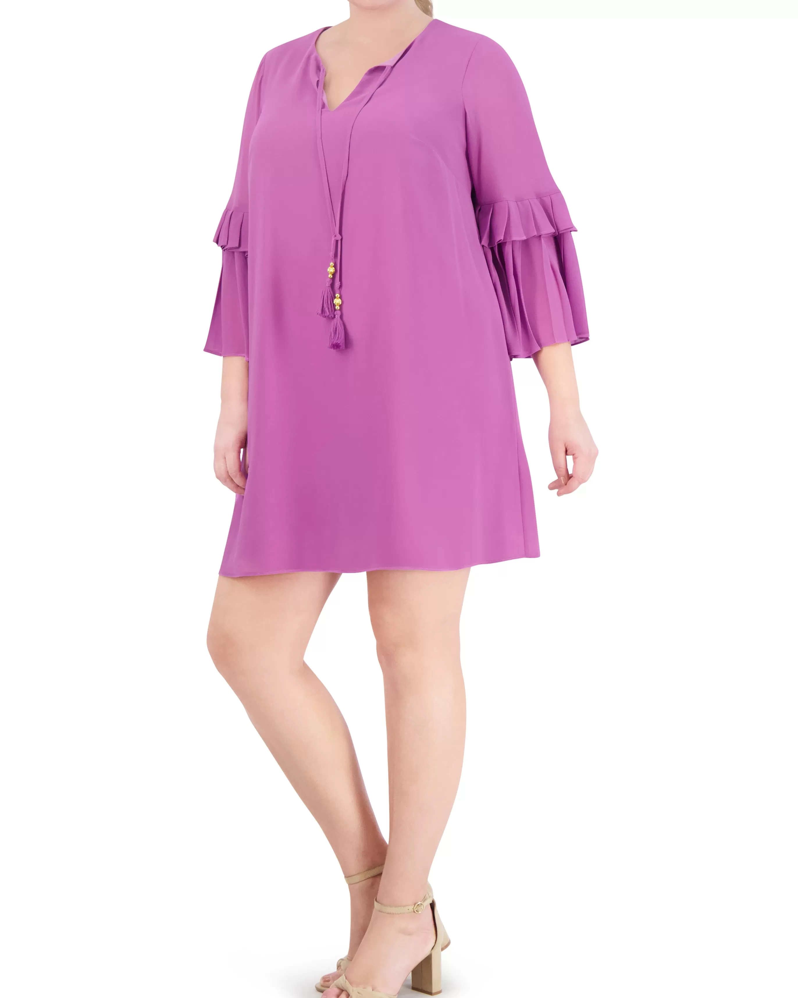 Vince Camuto Dresses | Plus-Size^Plus-Size Tasseled Pleated-Sleeve Dress