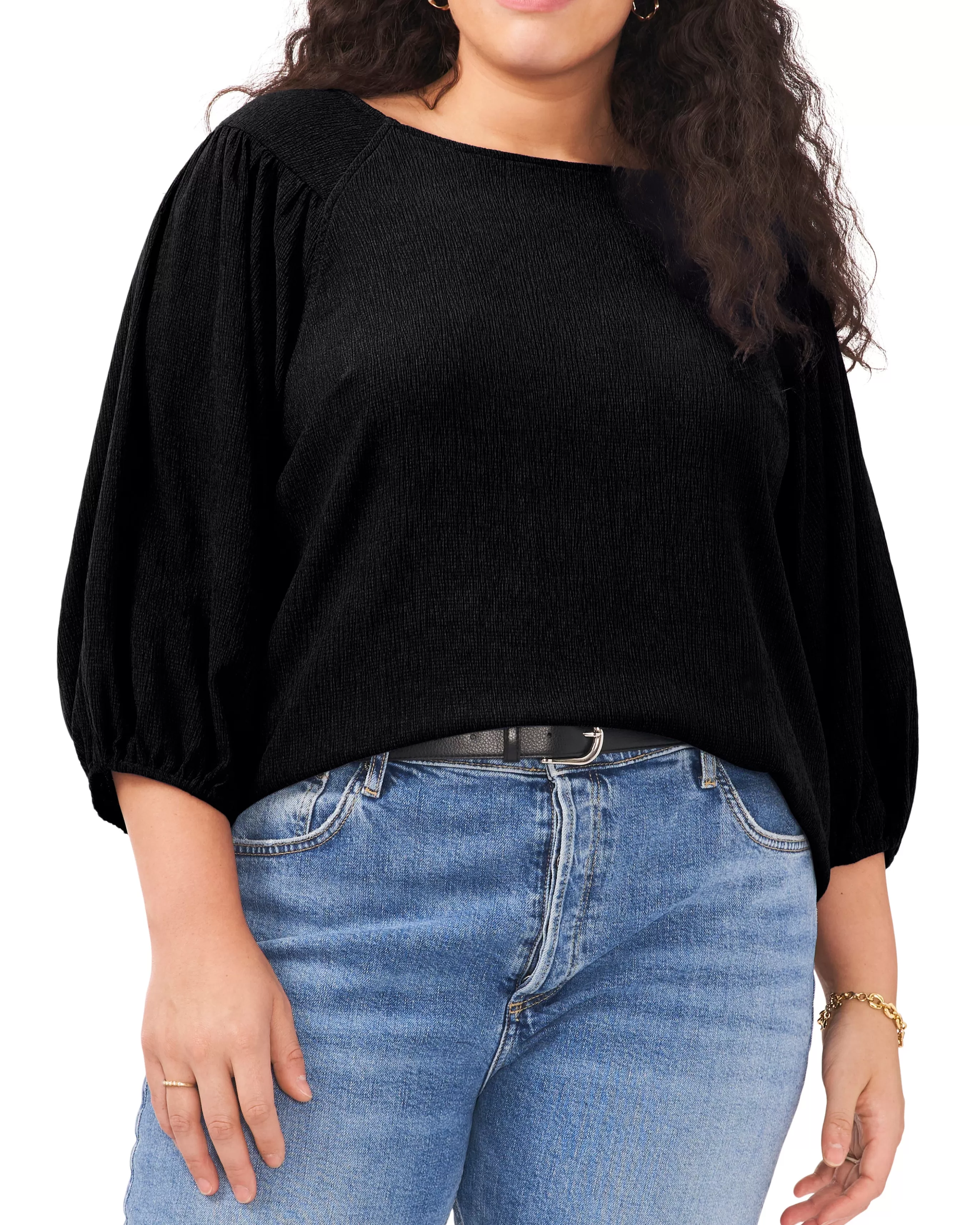 Vince Camuto Tops | Plus-Size^Plus-Size Textured Puff Sleeve Top