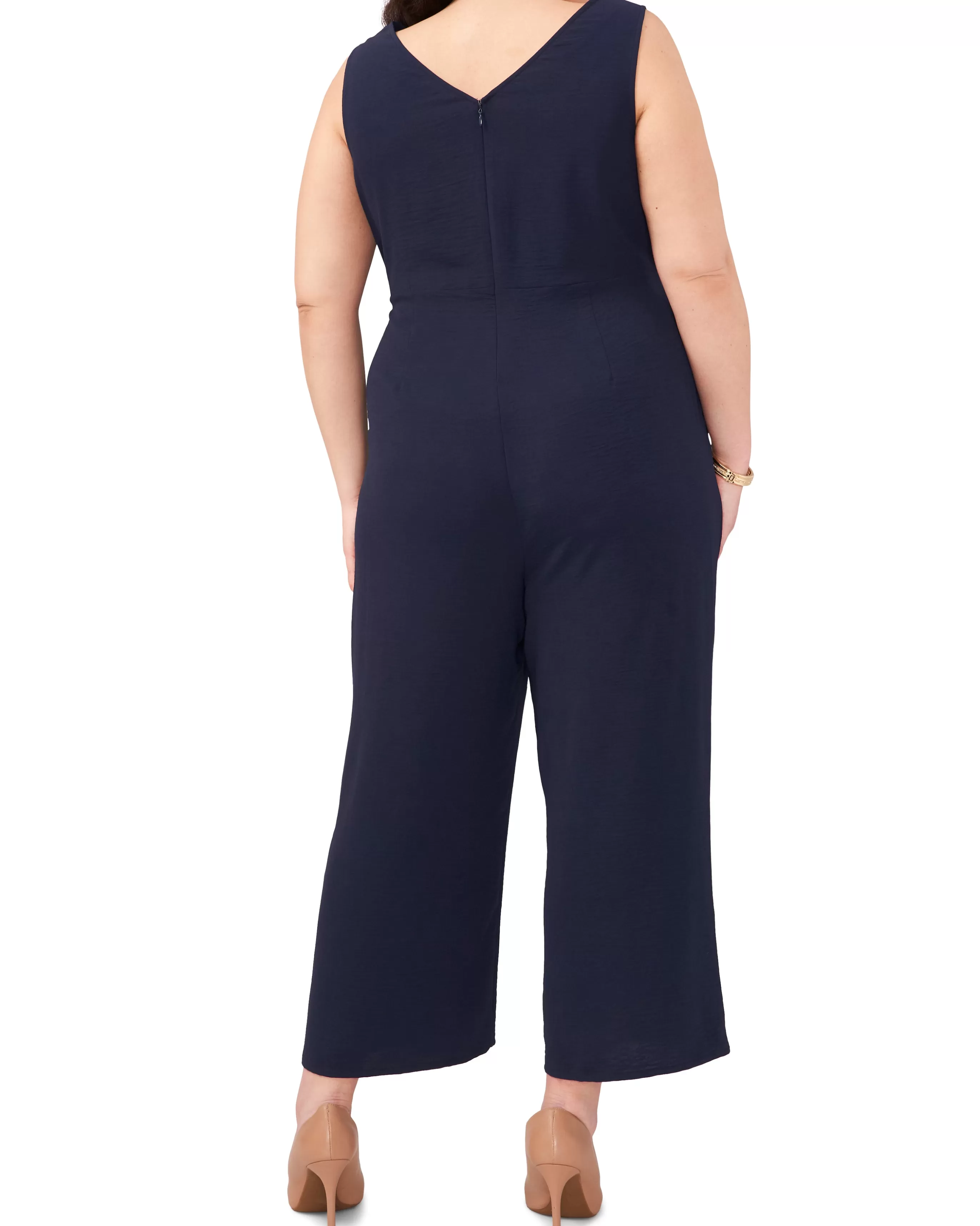 Vince Camuto Jumpsuits | Plus-Size^Plus-Size V-Neck Jumpsuit With Front Tie