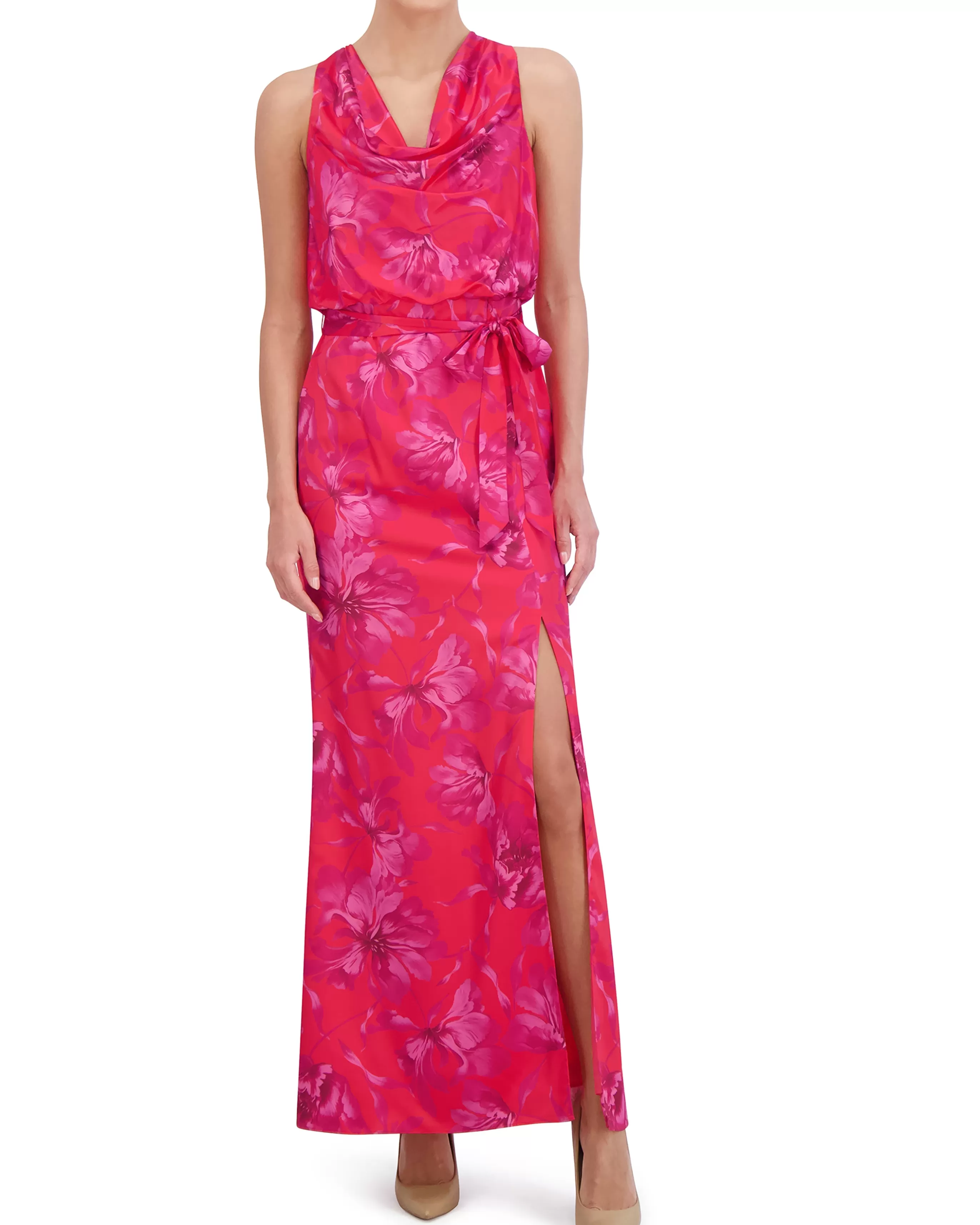 Vince Camuto Dresses^Printed Cowl-Neck Blouson-Bodice Gown