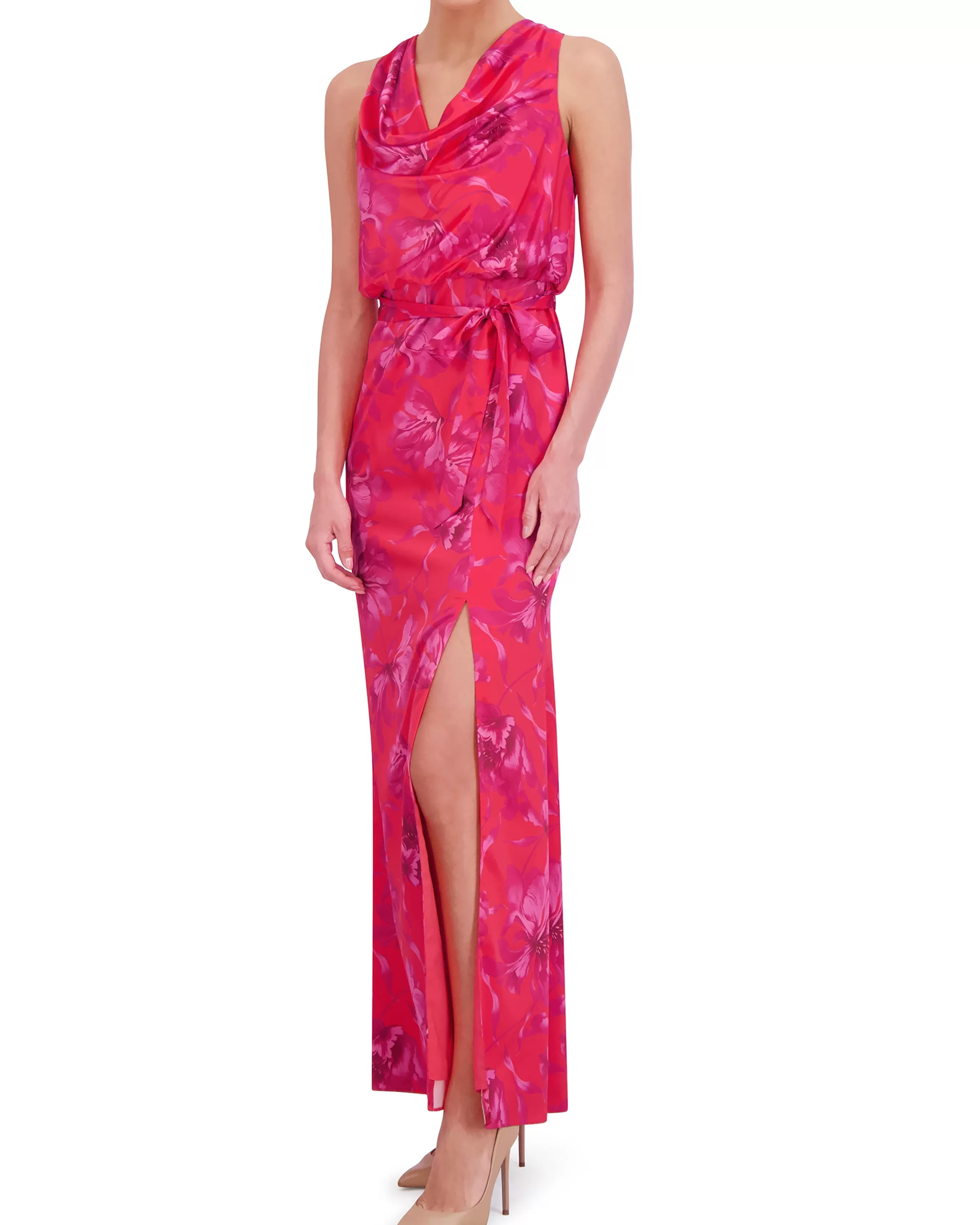 Vince Camuto Dresses^Printed Cowl-Neck Blouson-Bodice Gown