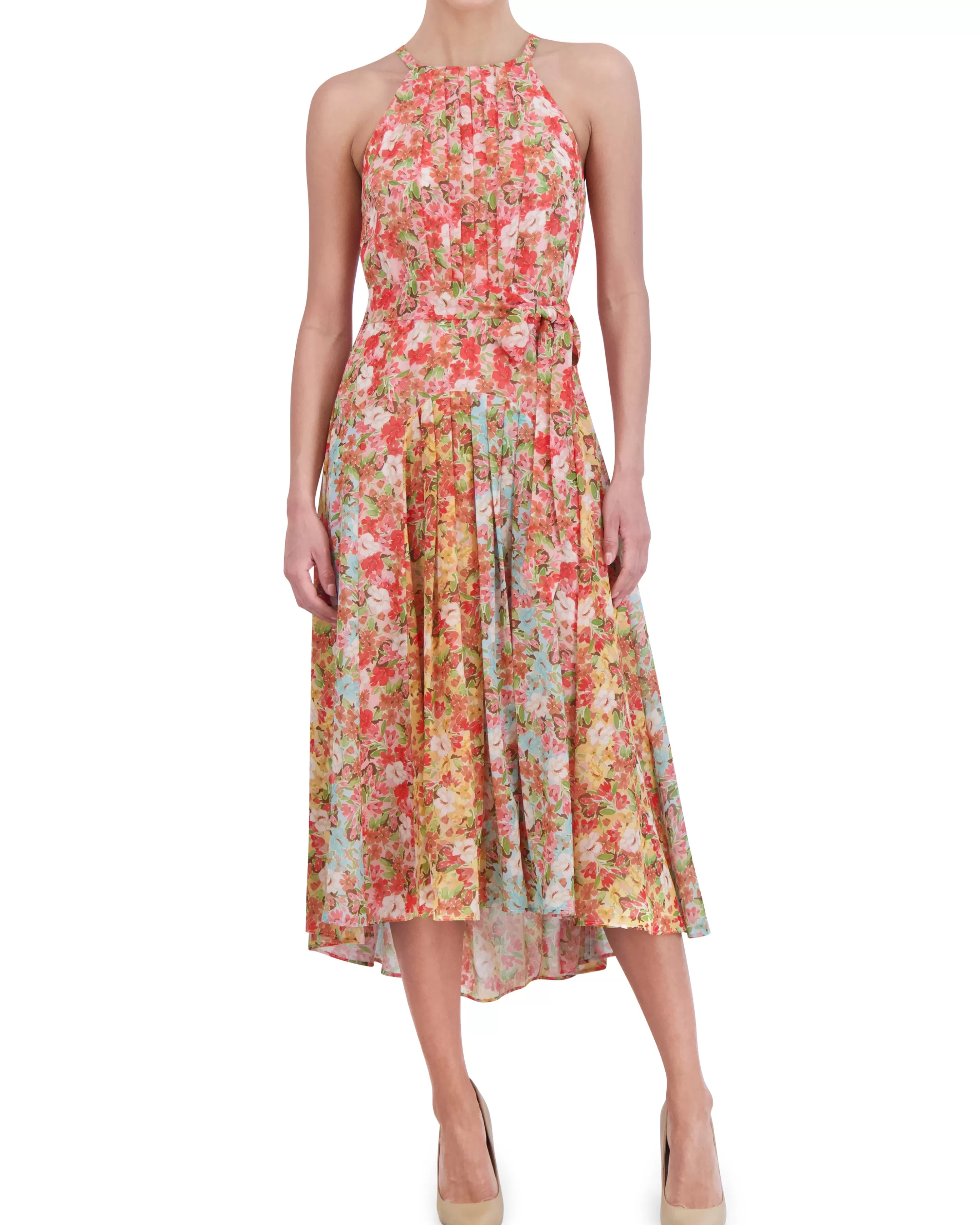 Vince Camuto Dresses^Printed Pleated Chiffon Midi Dress